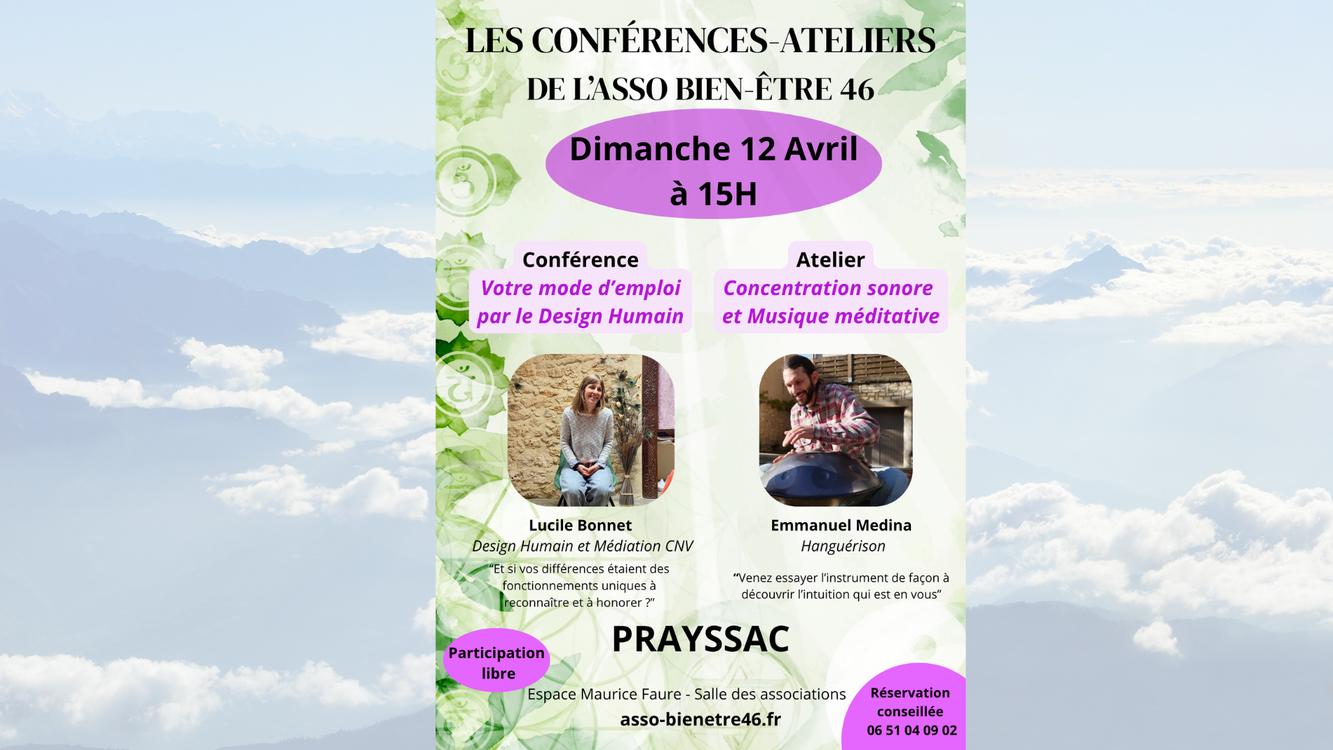 Conférence Votre mode d’emploi intérieur révélé grâce au Design Humain / Atelier de concentration sonore & musique méditative